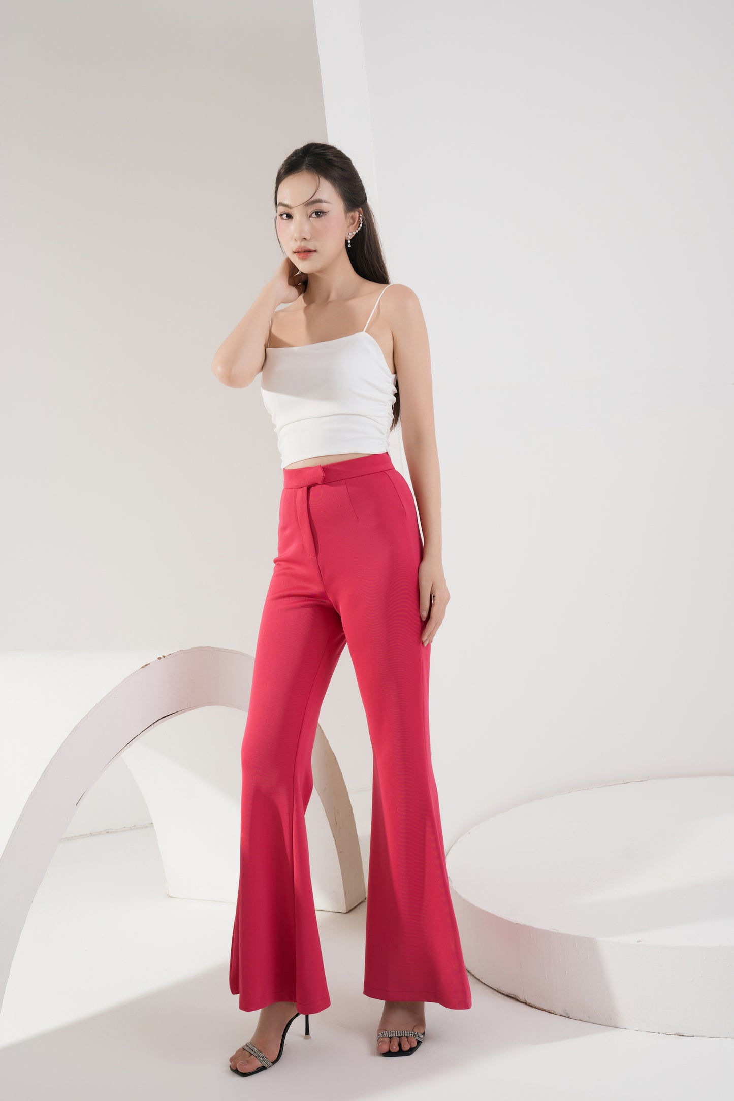Phoebe Highwaisted Bell Pants in Pink