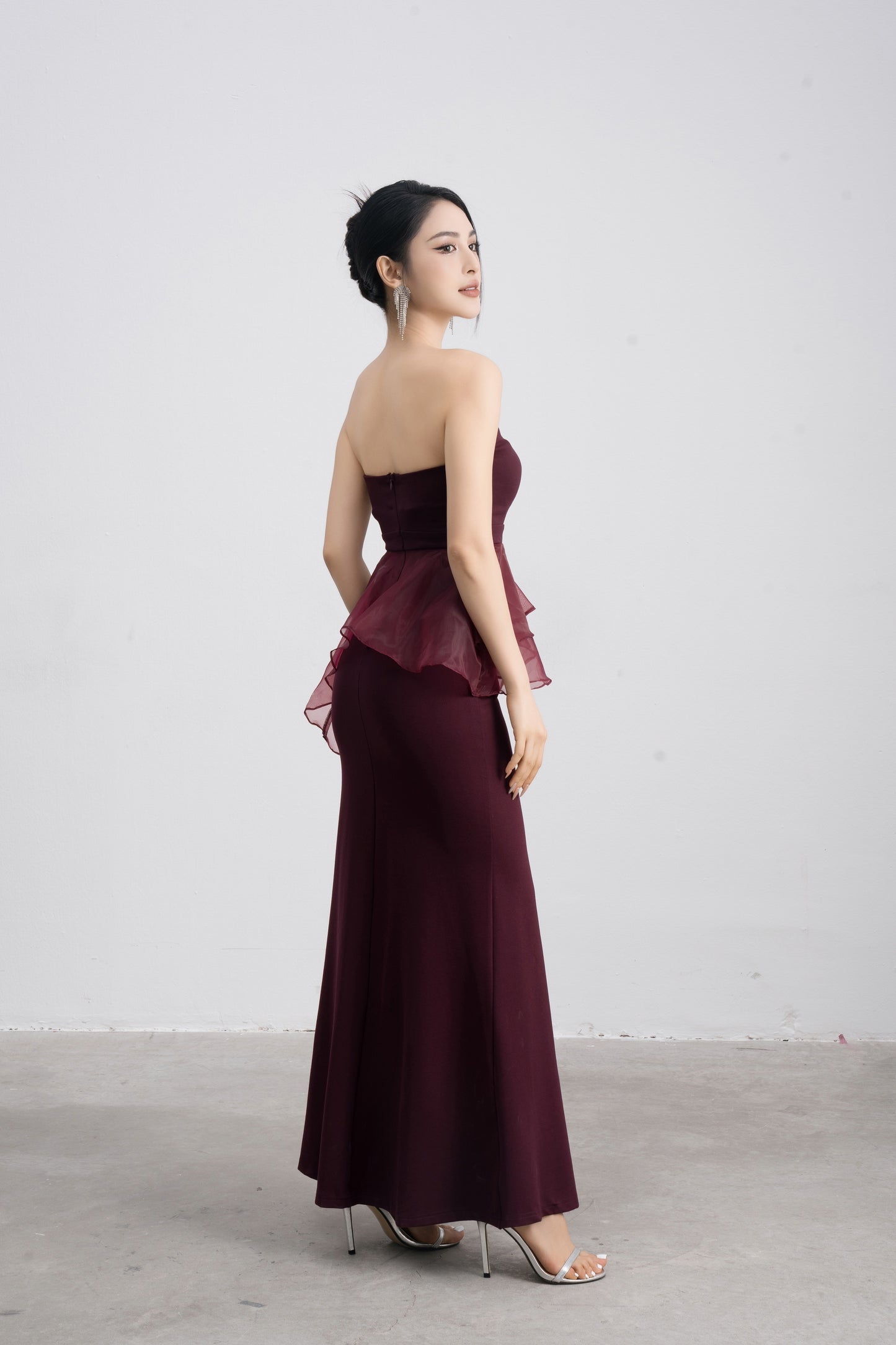Lucia Bustier Gown in Burgundy