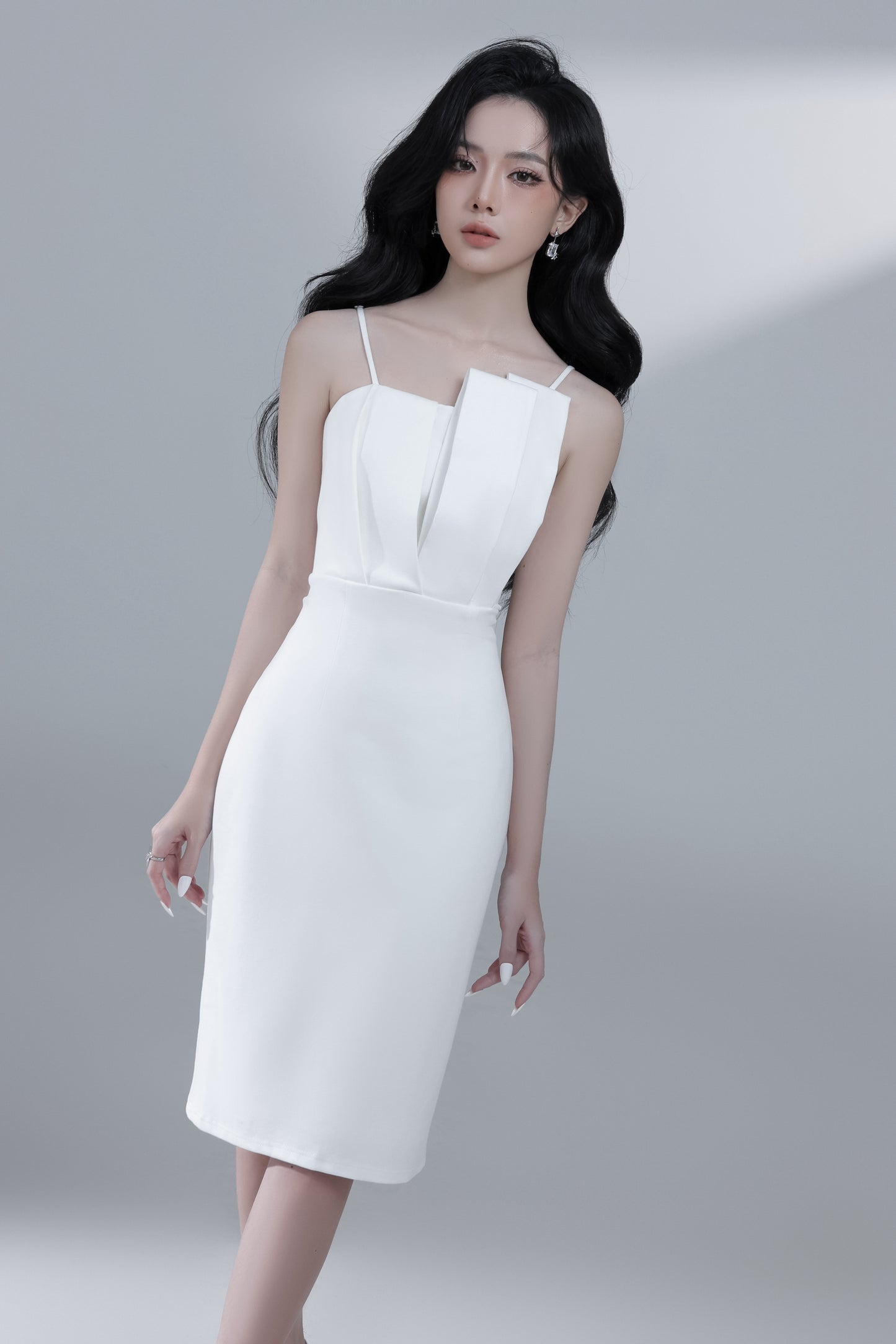 Irabelle Overlay Bodycon Dress in White
