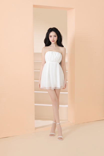 Mavelia Bustier Dress Romper in White