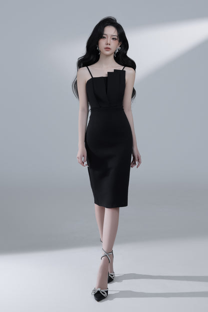 Irabelle Overlay Bodycon Dress in Black