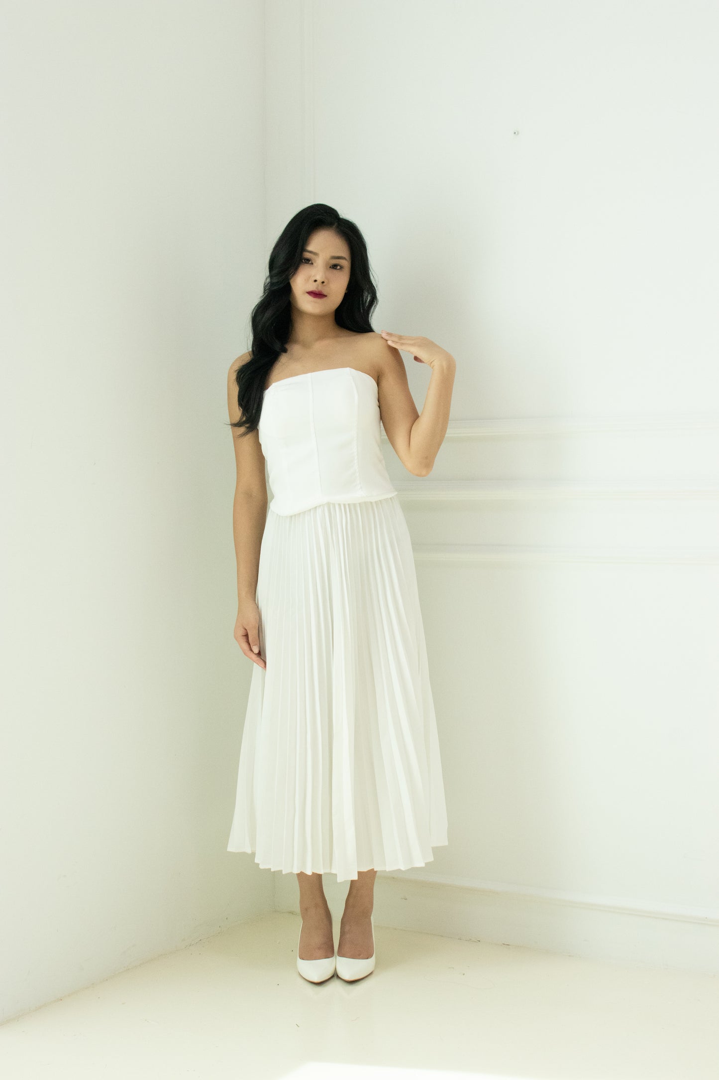 Jaque Pleated Skirt in White