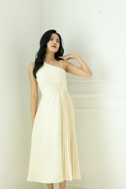Seraphina Pleated Dress in Cream