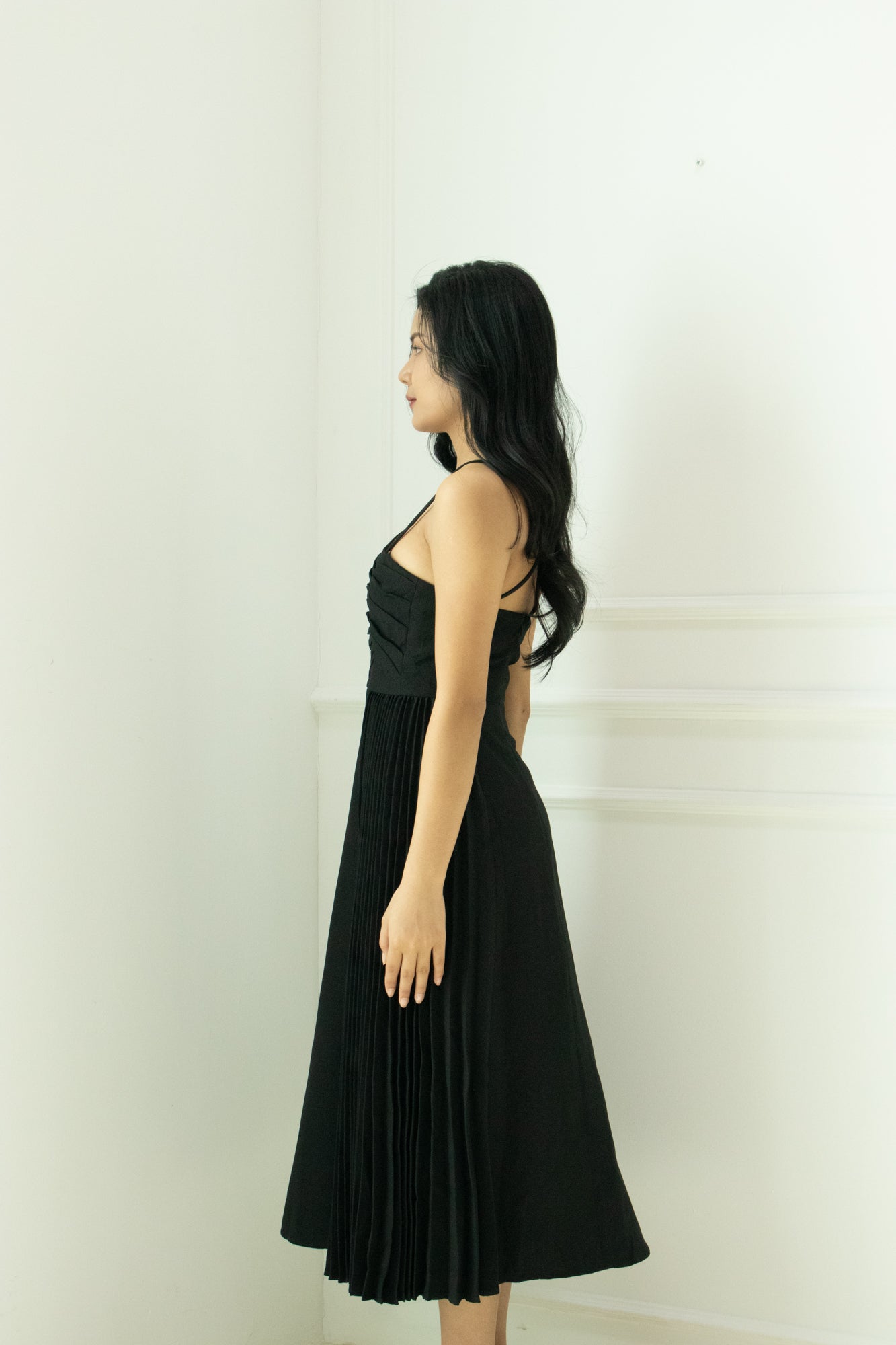 Seraphina Pleated Dress in Black
