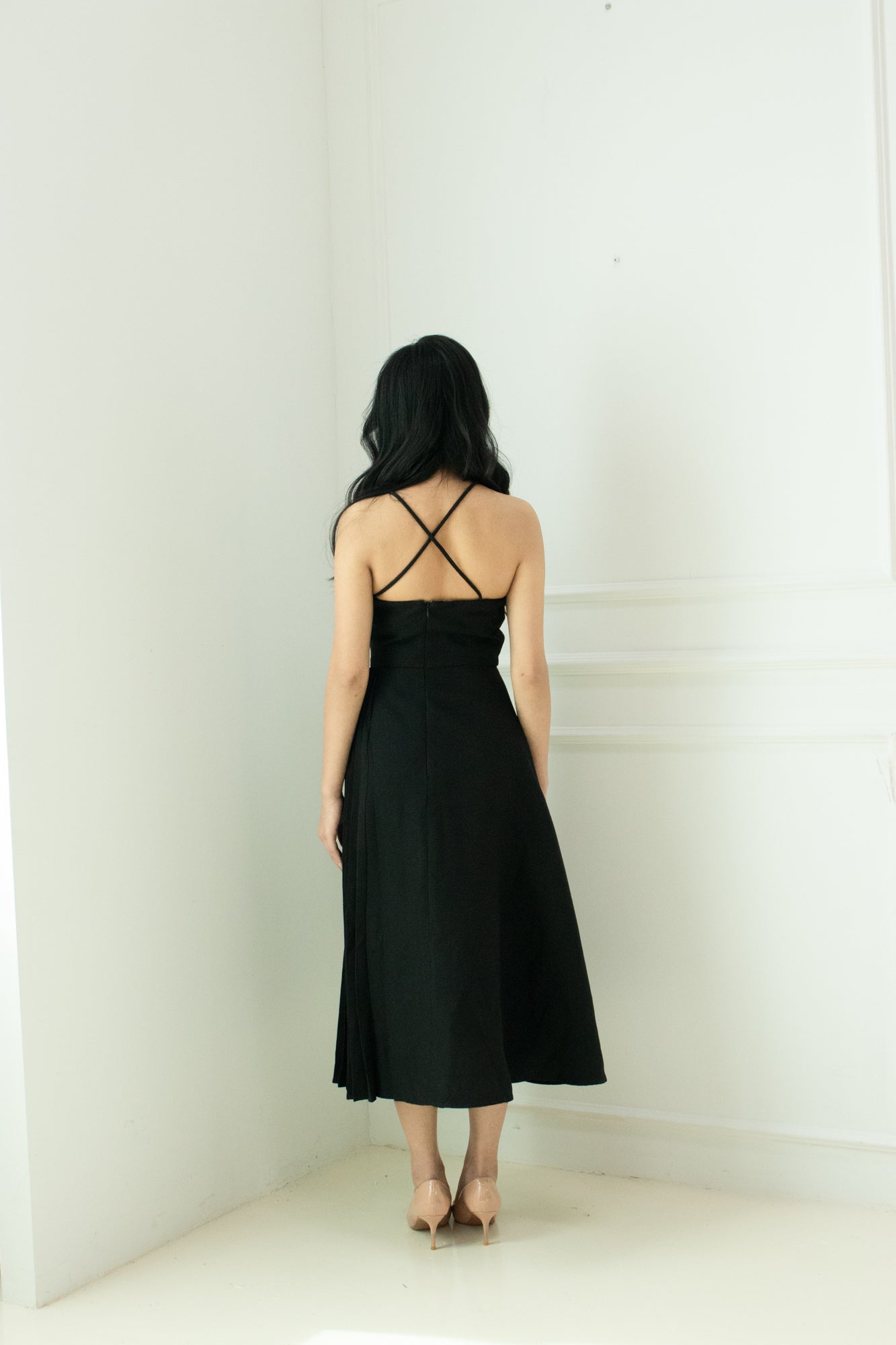 Seraphina Pleated Dress in Black