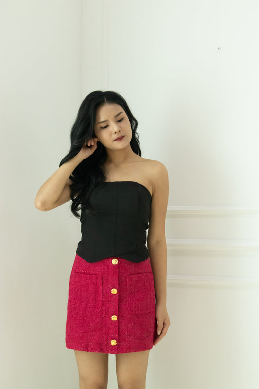 Suann Tweed Skirt in Hot Pink