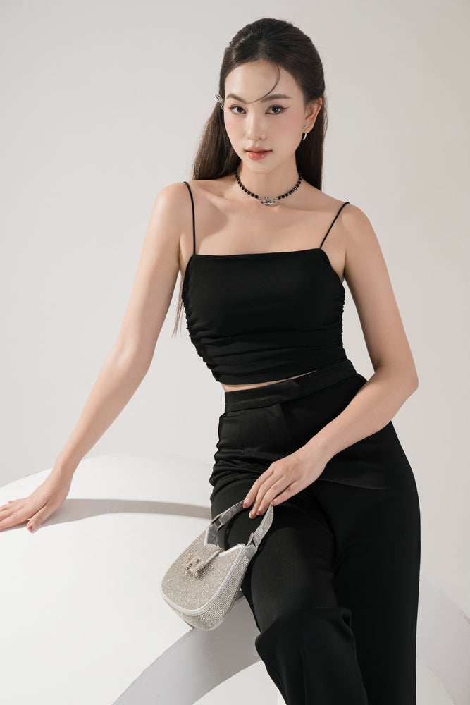 
                  
                    Load image into Gallery viewer, Wren Ruched Top in Black
                  
                