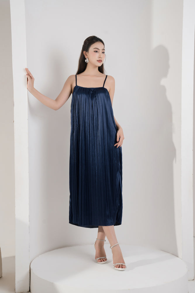 
                  
                    Load image into Gallery viewer, Cordelia Pleated Dress in Blue
                  
                