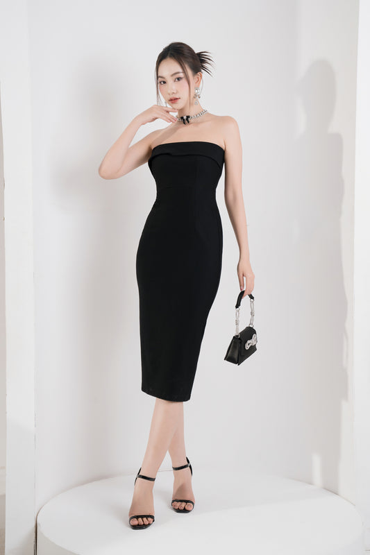 Sophia Midi Dress in Black