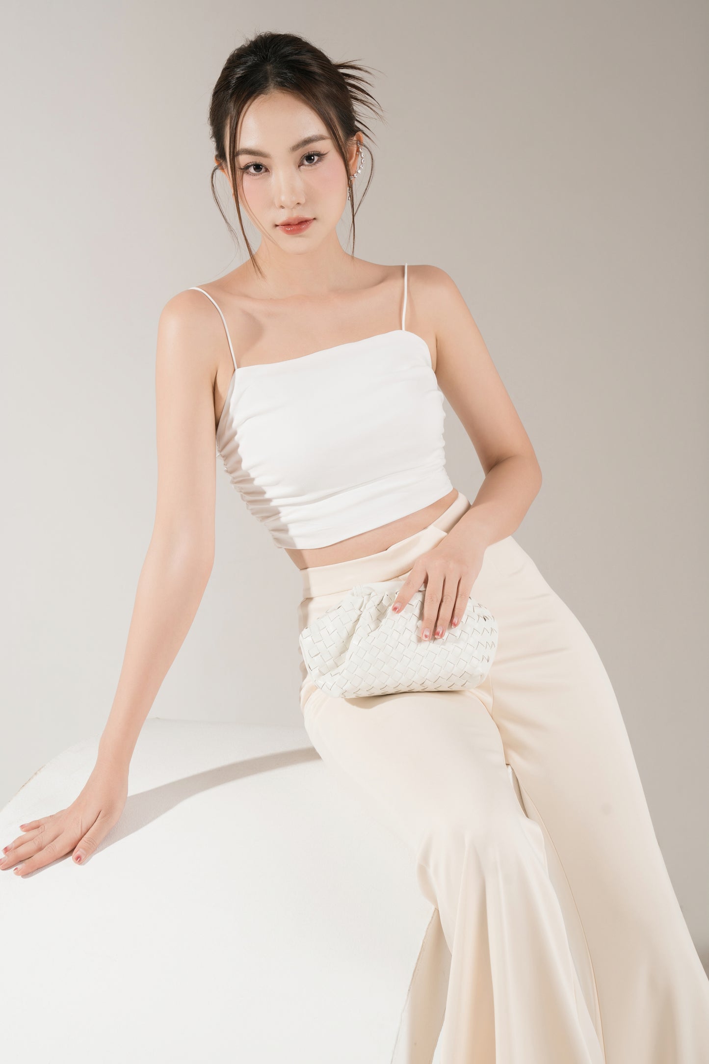 Phoebe Highwaisted Bell Pants in Ivory