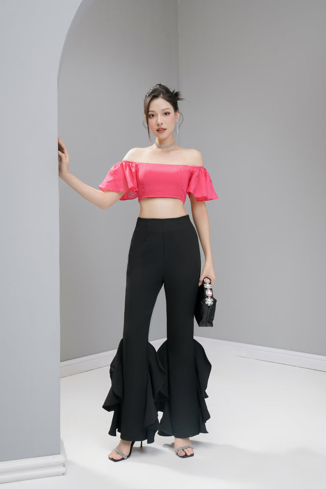 
                  
                    Load image into Gallery viewer, Ezannlia Off Shoulder Top in Hot Pink
                  
                