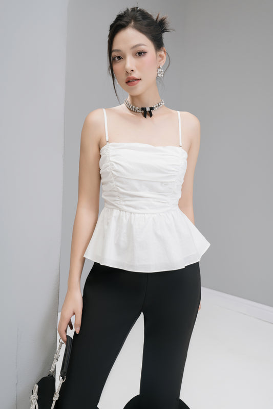 Annielia Ruched Bustier Top in White