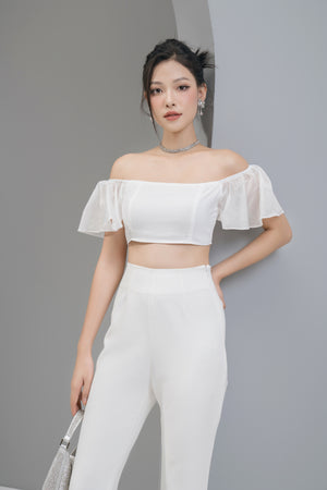 
                  
                    Load image into Gallery viewer, Ezannlia Off Shoulder Top in White
                  
                