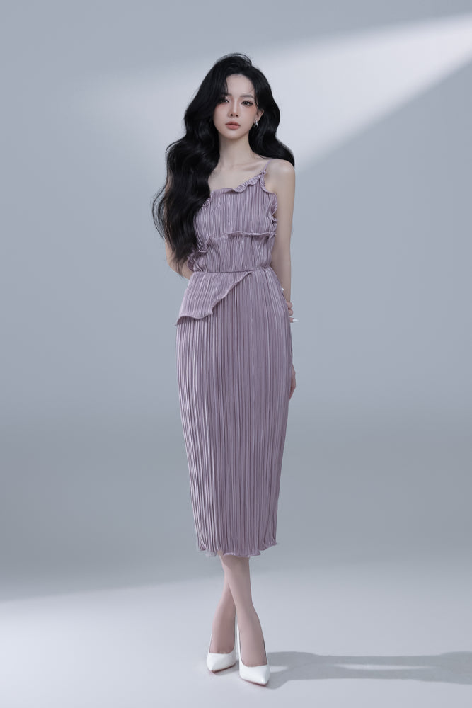 
                  
                    Load image into Gallery viewer, Arcelia Pleated Toga Dress in Mauve Pink
                  
                