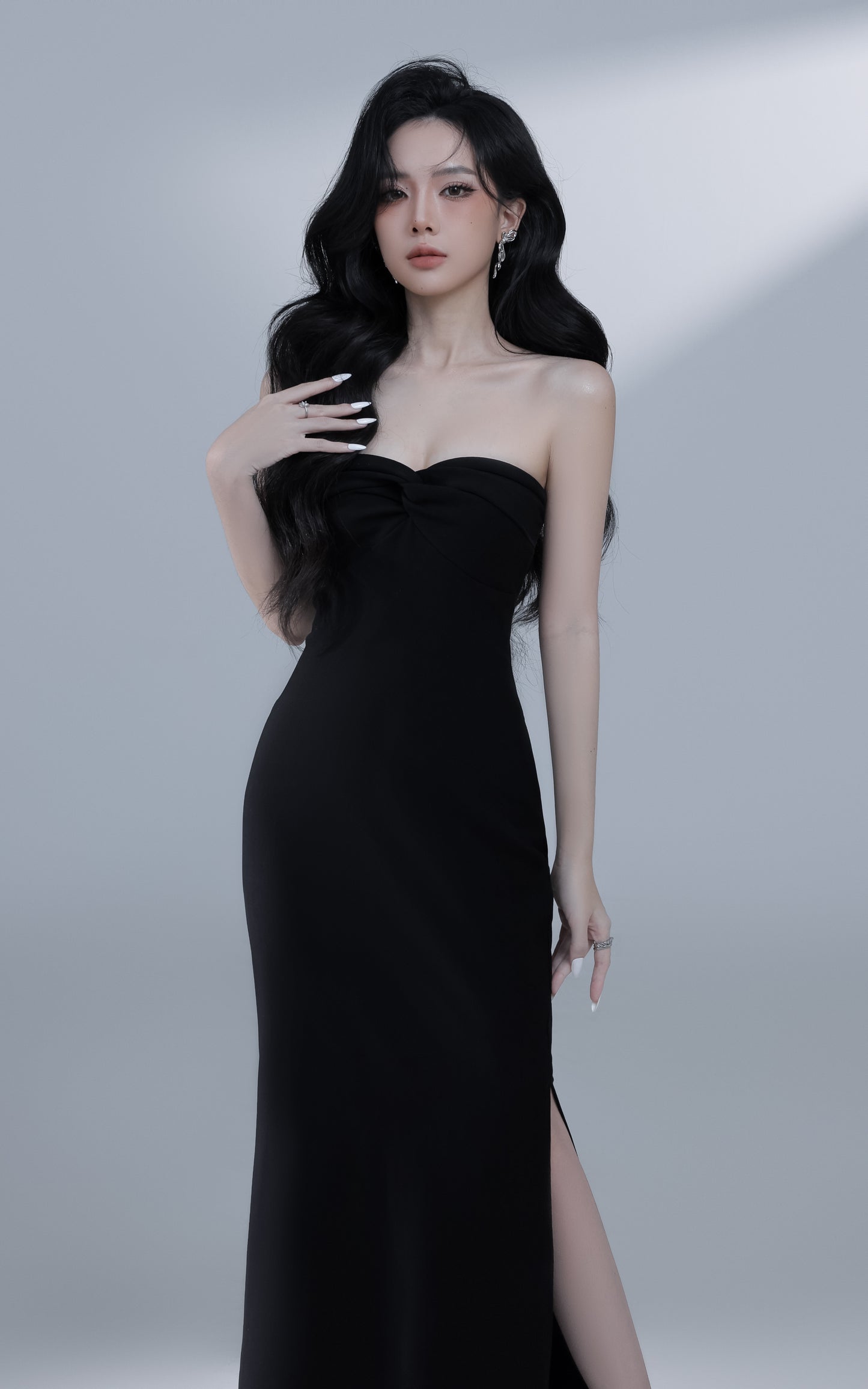 Desiree Bustier Gown Dress in Black