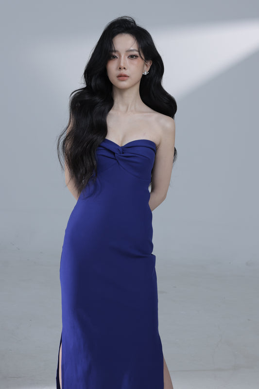 Desiree Bustier Gown Dress in Cobalt Blue