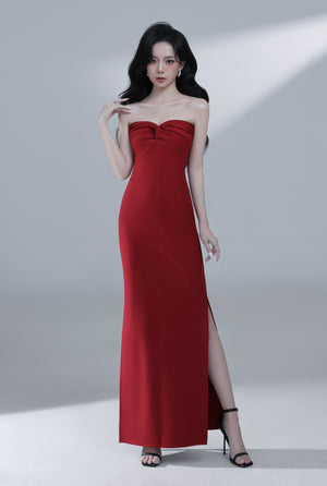 
                  
                    Load image into Gallery viewer, Desiree Bustier Gown Dress in Burgundy
                  
                