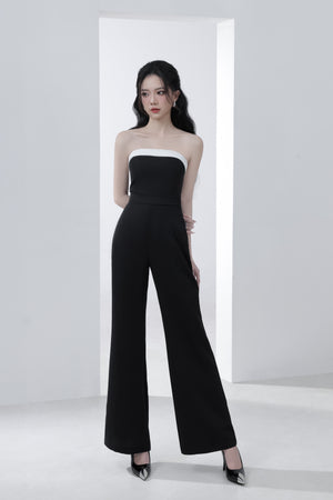 
                  
                    Load image into Gallery viewer, Hazelle Monochrome Jumpsuit in Black
                  
                