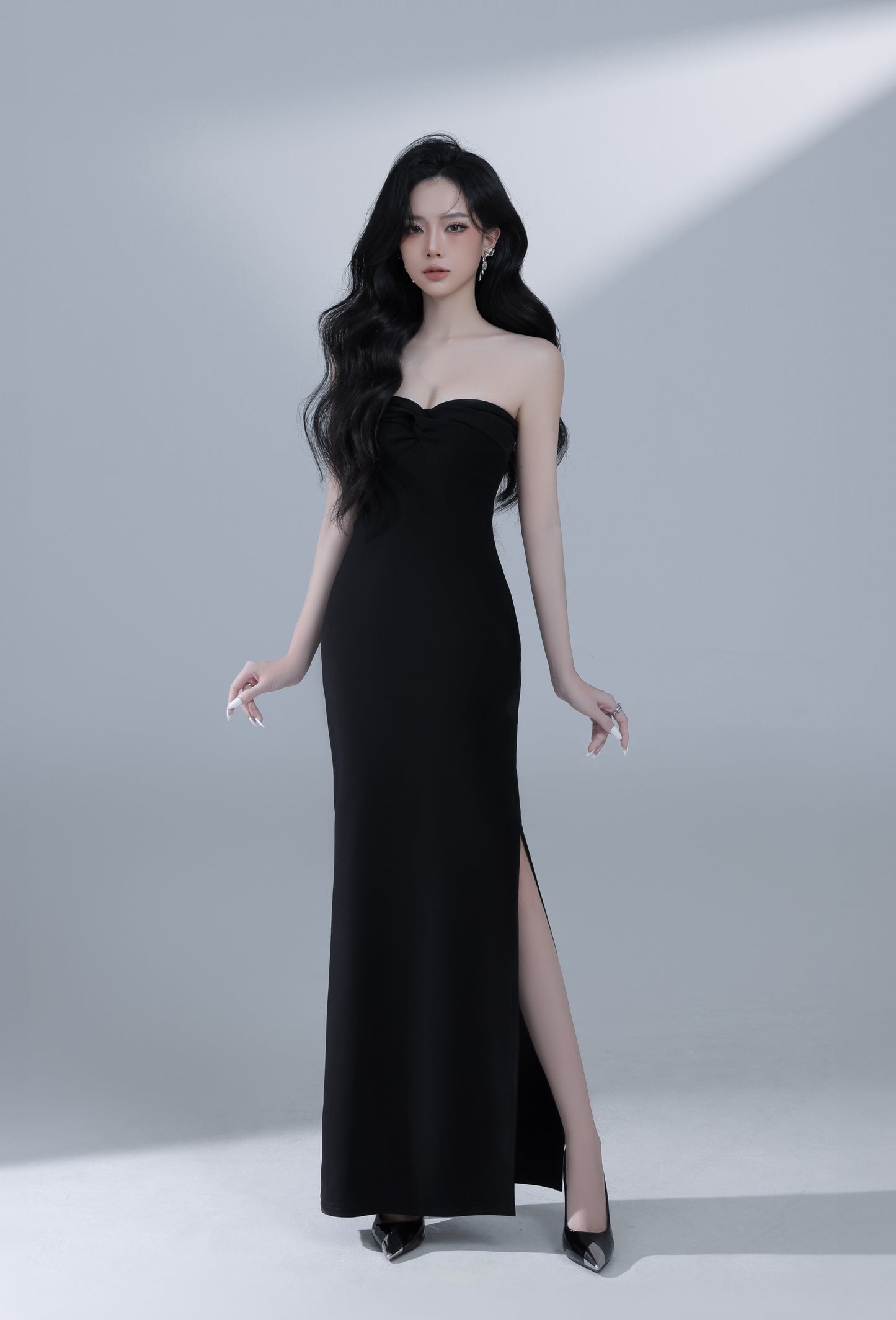 Desiree Bustier Gown Dress in Black