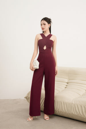 
                  
                    Load image into Gallery viewer, Alelia Padded Jumpsuit in Burgundy
                  
                