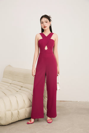 
                  
                    Load image into Gallery viewer, Alelia Padded Jumpsuit in Magenta
                  
                