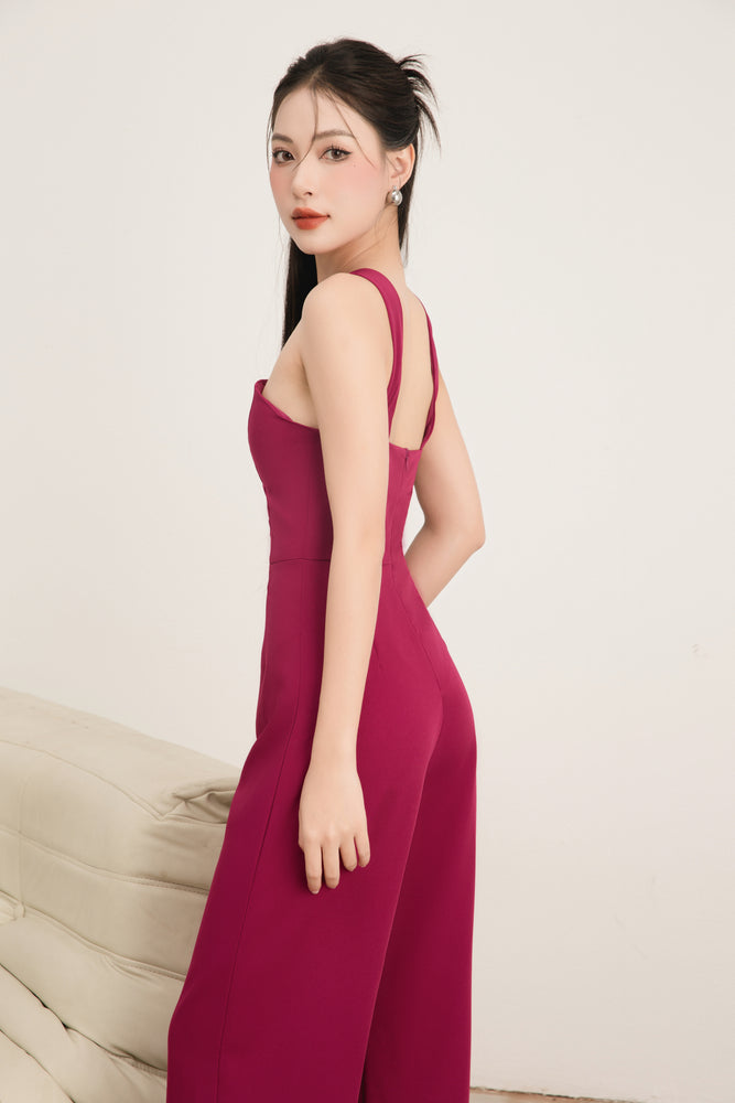 
                  
                    Load image into Gallery viewer, Alelia Padded Jumpsuit in Magenta
                  
                