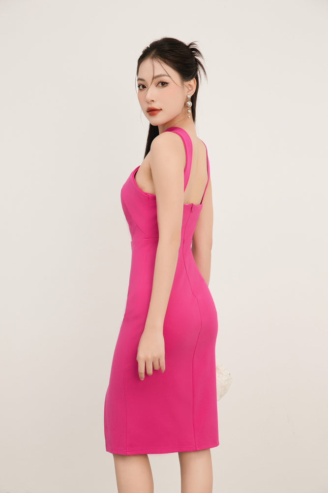 
                  
                    Load image into Gallery viewer, Thalia Two Ways Bodycon Dress in Hot Pink
                  
                