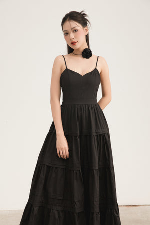 
                  
                    Load image into Gallery viewer, Zoilia Tiered Maxi Dress in Black
                  
                