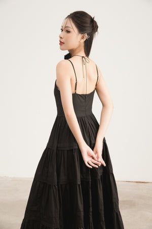 
                  
                    Load image into Gallery viewer, Zoilia Tiered Maxi Dress in Black
                  
                
