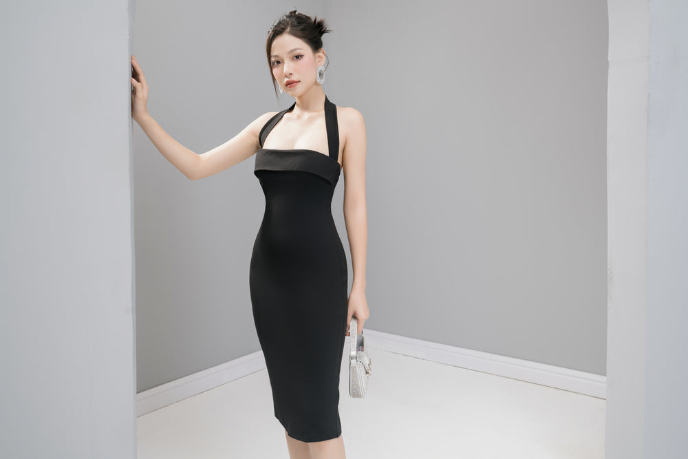 
                  
                    Load image into Gallery viewer, Audreylia Halter Dress in Black
                  
                