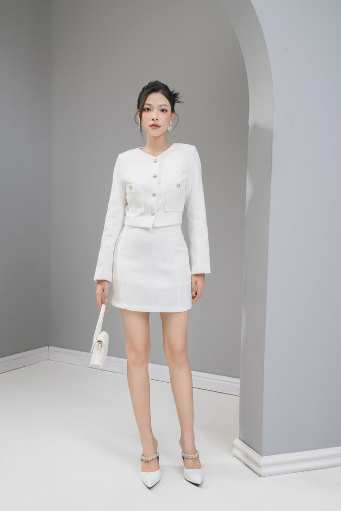 
                  
                    Load image into Gallery viewer, Louveelia Tweed Skorts in White
                  
                