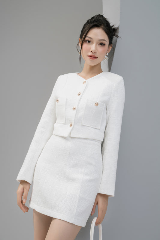 Louveelia Tweed Jacket in White