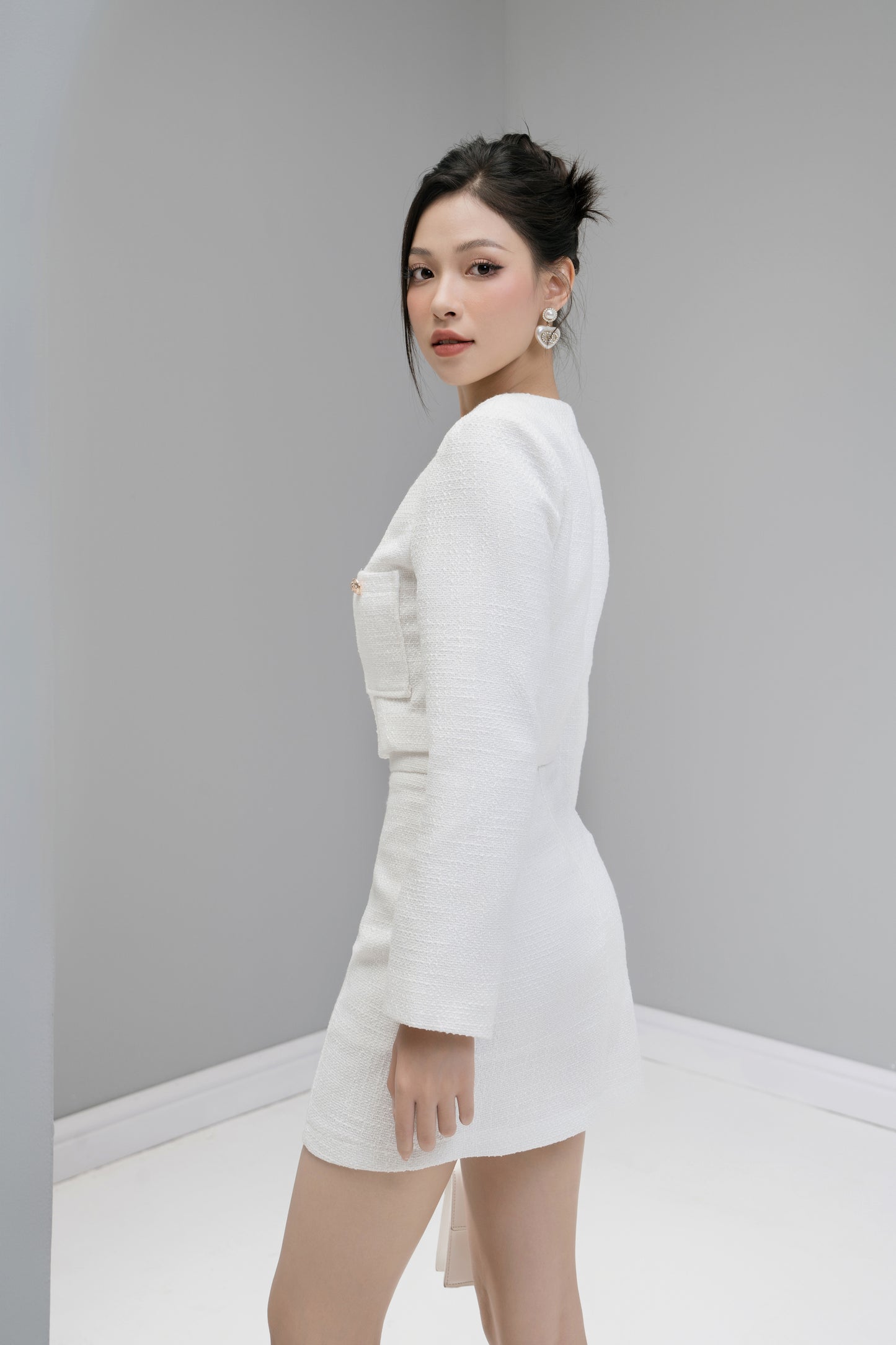 Louveelia Tweed Jacket in White