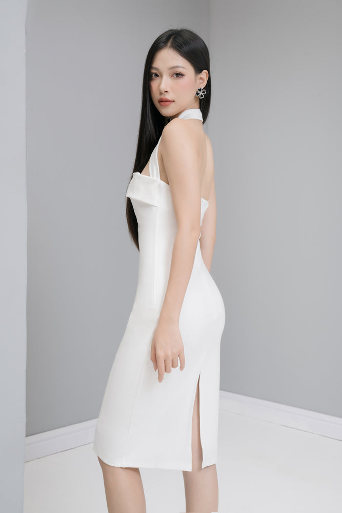 
                  
                    Load image into Gallery viewer, Audreylia Halter Dress in White
                  
                