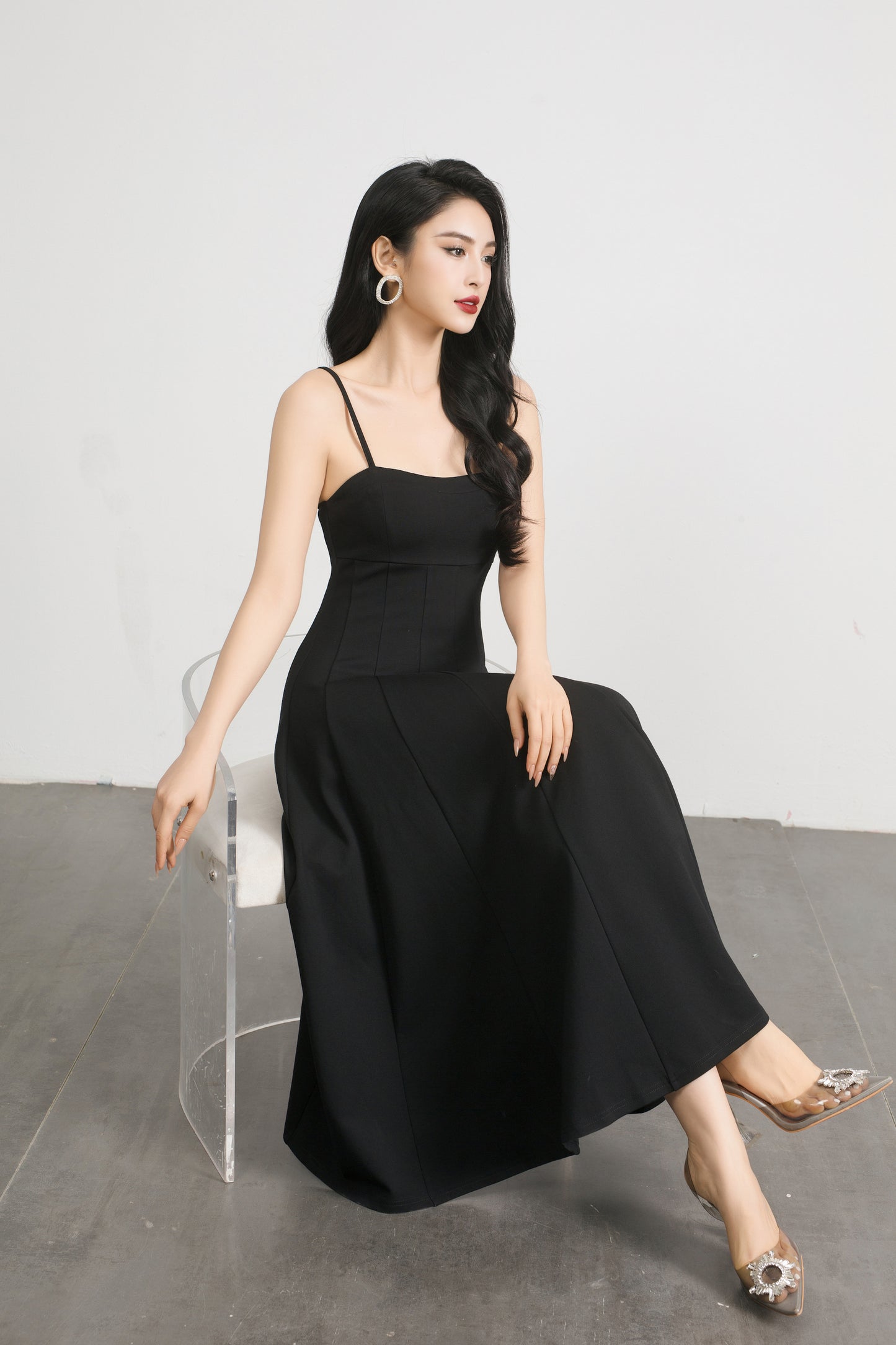 Adrienne Midi Dress in Black