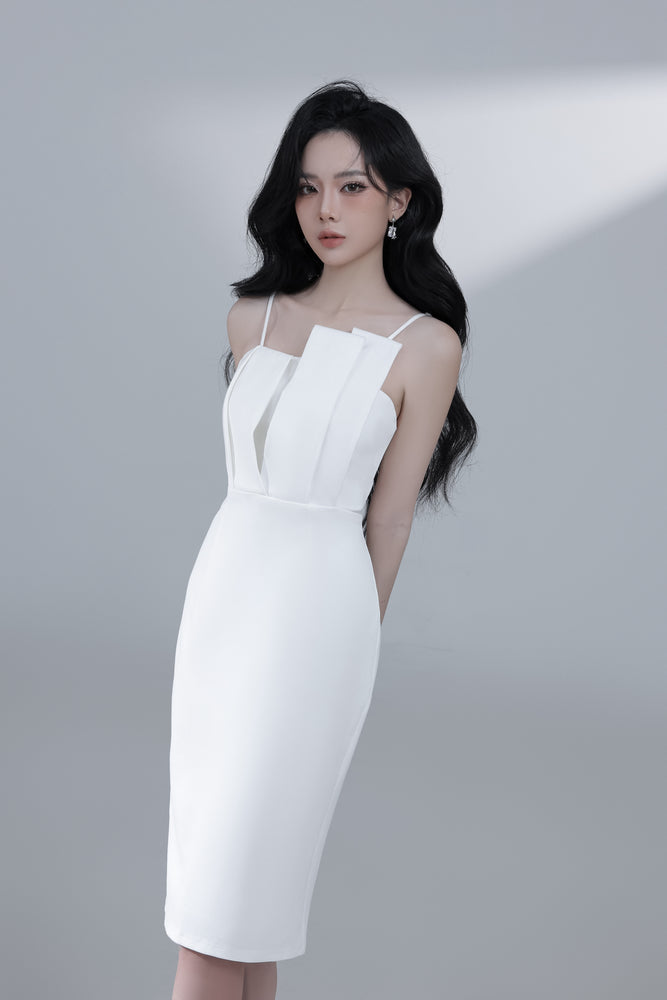
                  
                    Load image into Gallery viewer, Irabelle Overlay Bodycon Dress in White
                  
                