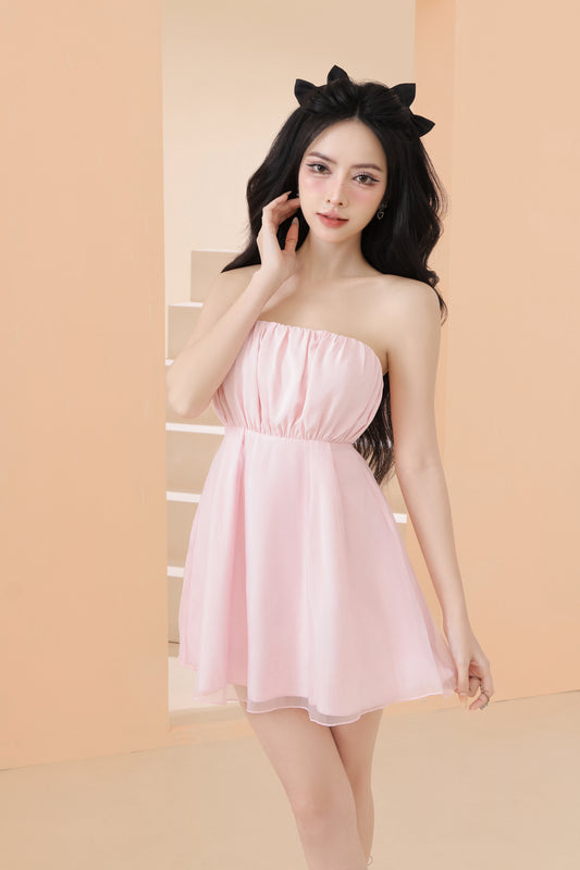 Mavelia Bustier Dress Romper in Pink