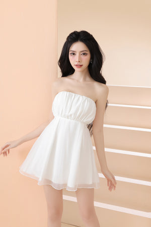 
                  
                    Load image into Gallery viewer, Mavelia Bustier Dress Romper in White
                  
                