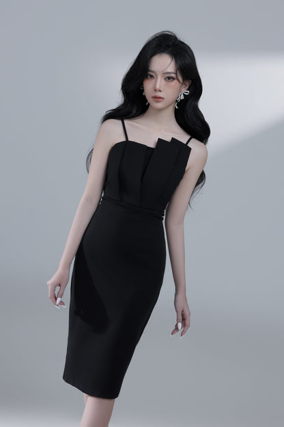 Irabelle Overlay Bodycon Dress in Black