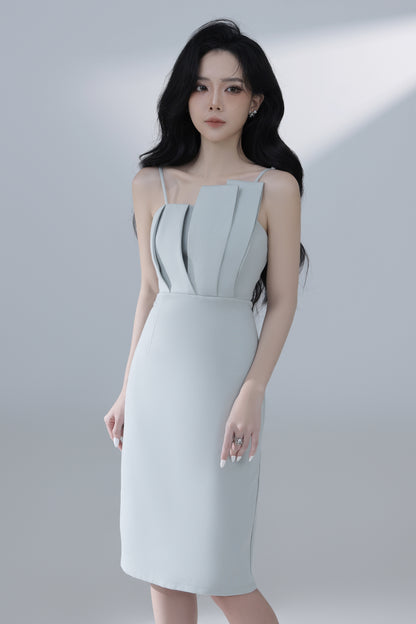 Irabelle Overlay Bodycon Dress in Sage