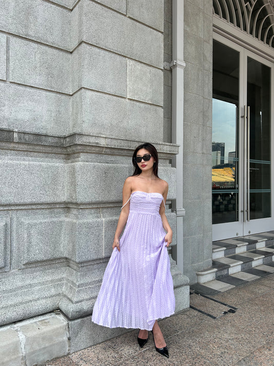 Joanna Pleated Dress in Lilac