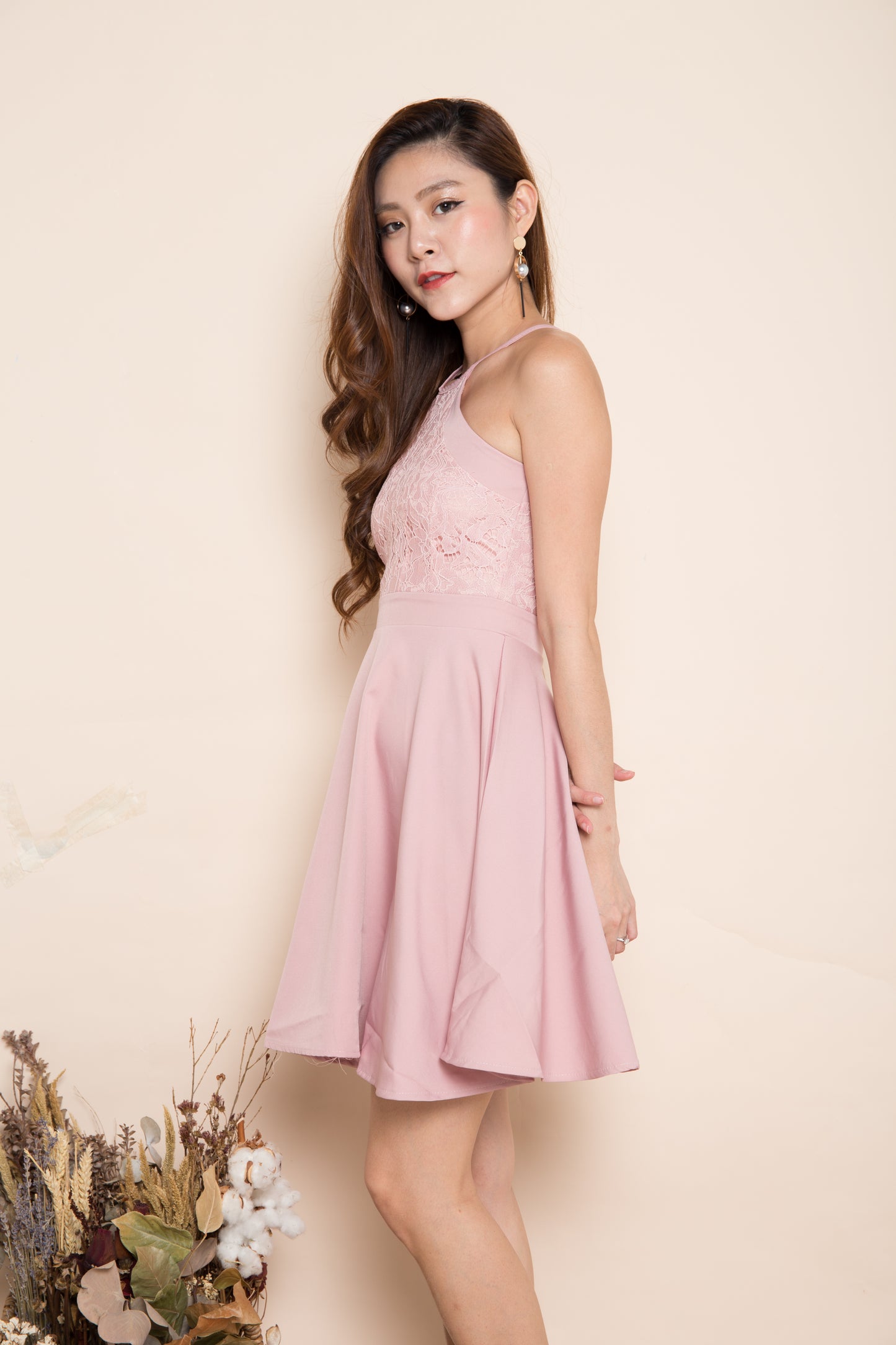 Angelika Crochet Dress in Pink