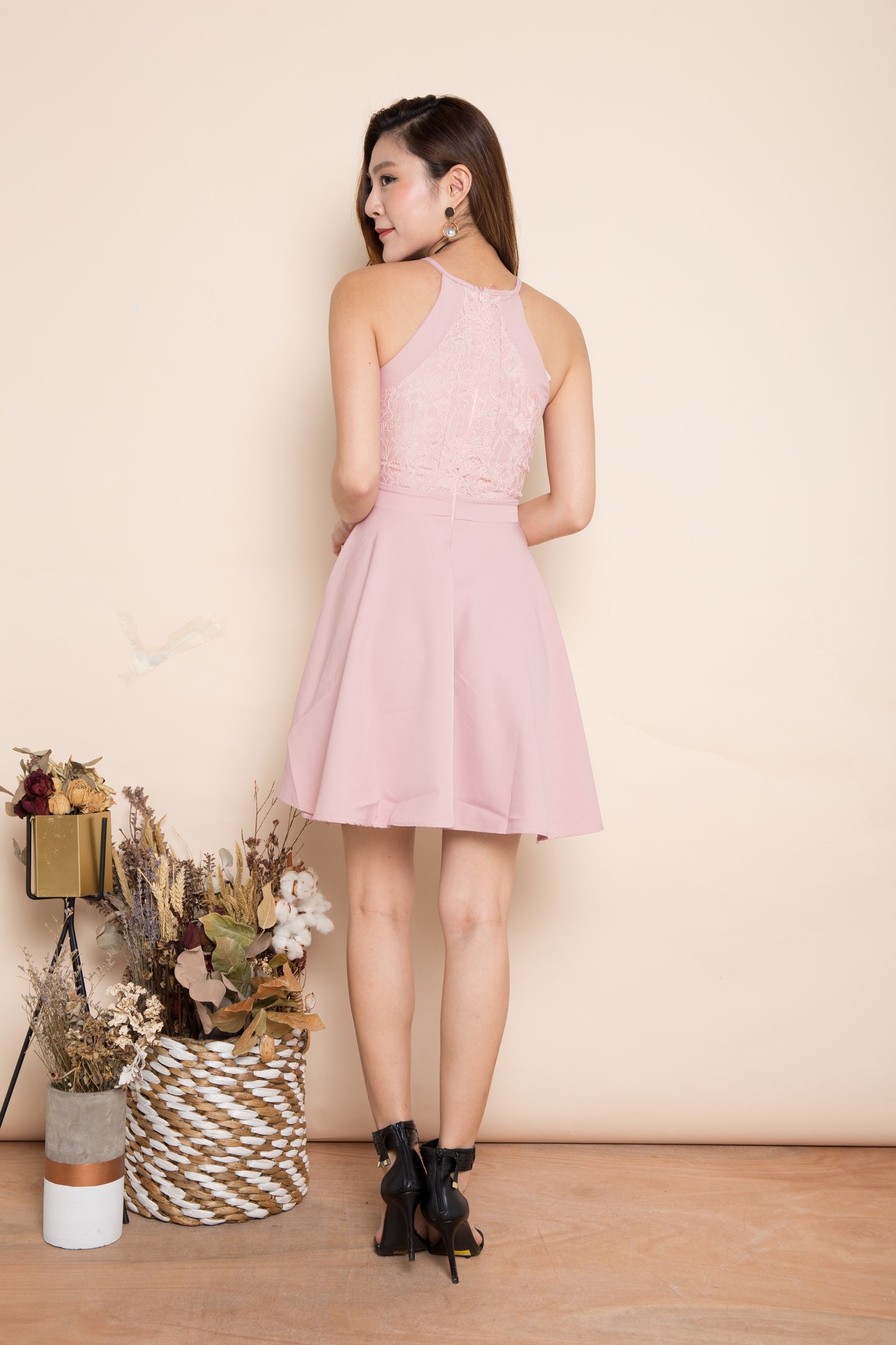 Angelika Crochet Dress in Pink