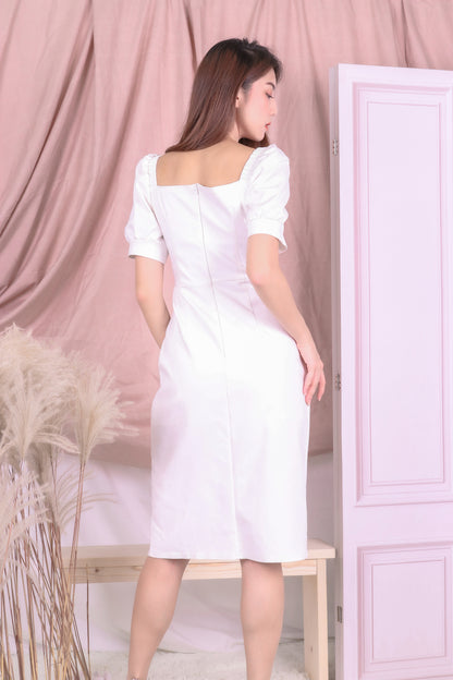 *PREMIUM* Yveslia 2 Ways Bodycon Dress in White - Self Manufactured by LBRLABEL only