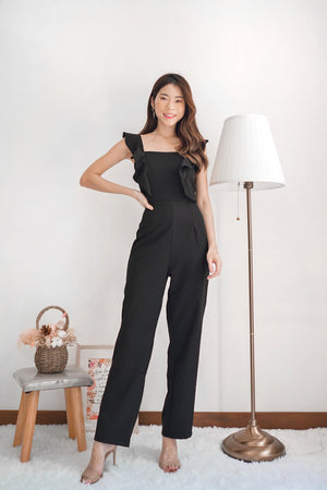 
                  
                    Load image into Gallery viewer, *PREMIUM * Regilia Two Ways Flutter Jumpsuit in Black - Self Manufactured by LBRLABEL
                  
                