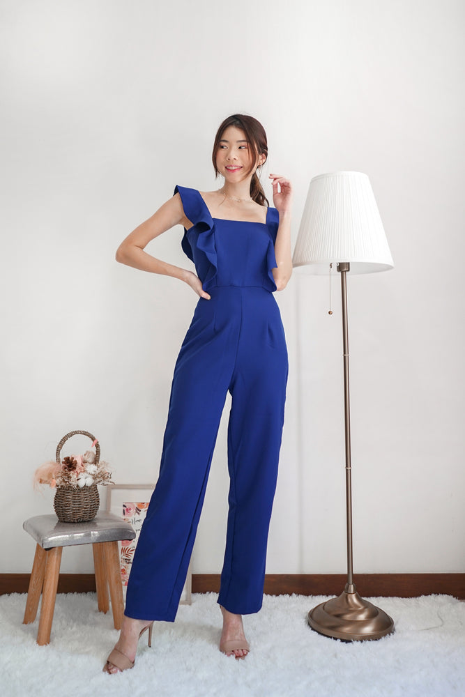 
                  
                    Load image into Gallery viewer, *PREMIUM* - Regilia Two Ways Flutter Jumpsuit in Cobalt Blue * - Self Manufactured by LBRLABEL
                  
                