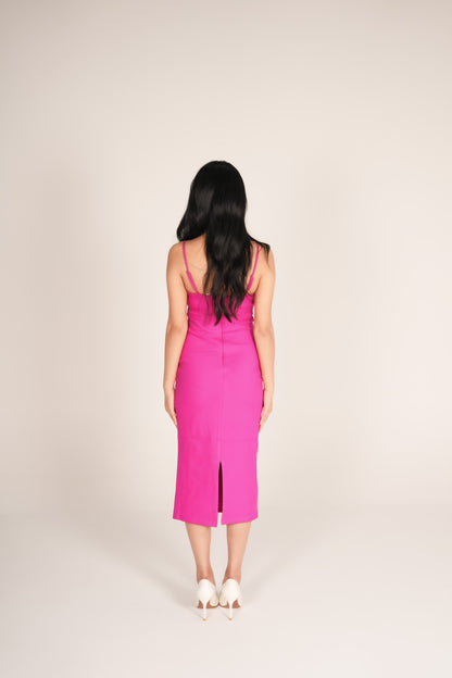 Violia Midi Dress in Hot Pink