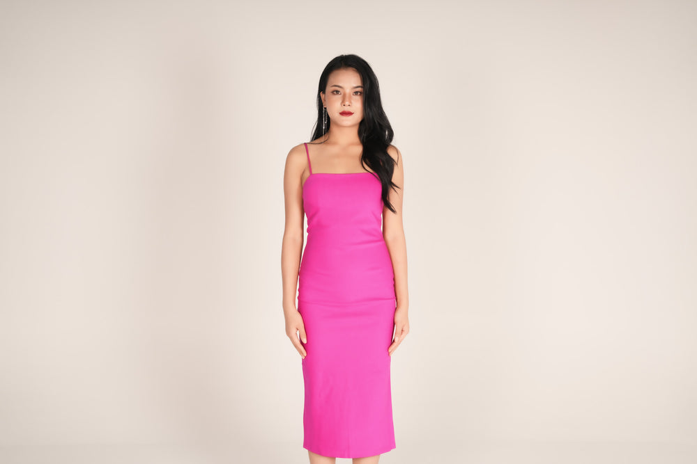 
                  
                    Load image into Gallery viewer, Violia Midi Dress in Hot Pink
                  
                