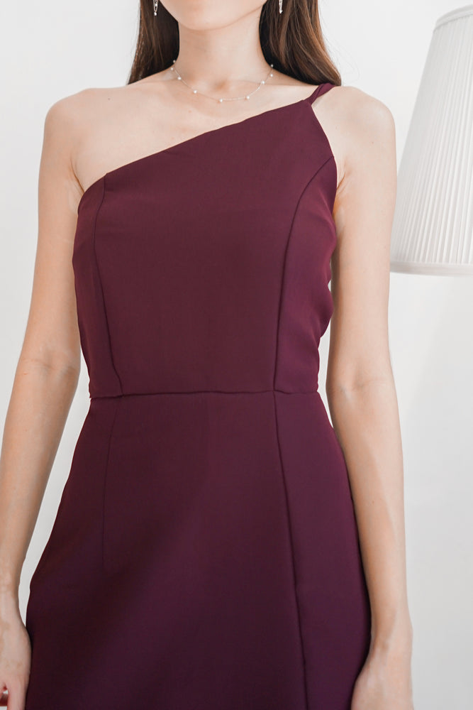 
                  
                    Load image into Gallery viewer, *PREMIUM* - Tayilia Toga Dress in Dark Burgundy - Self Manufactured by LBRLABEL
                  
                