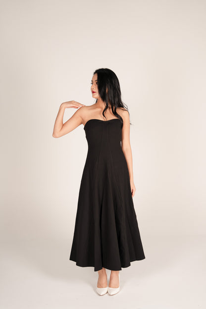 Evelia Bustier Dress in Black